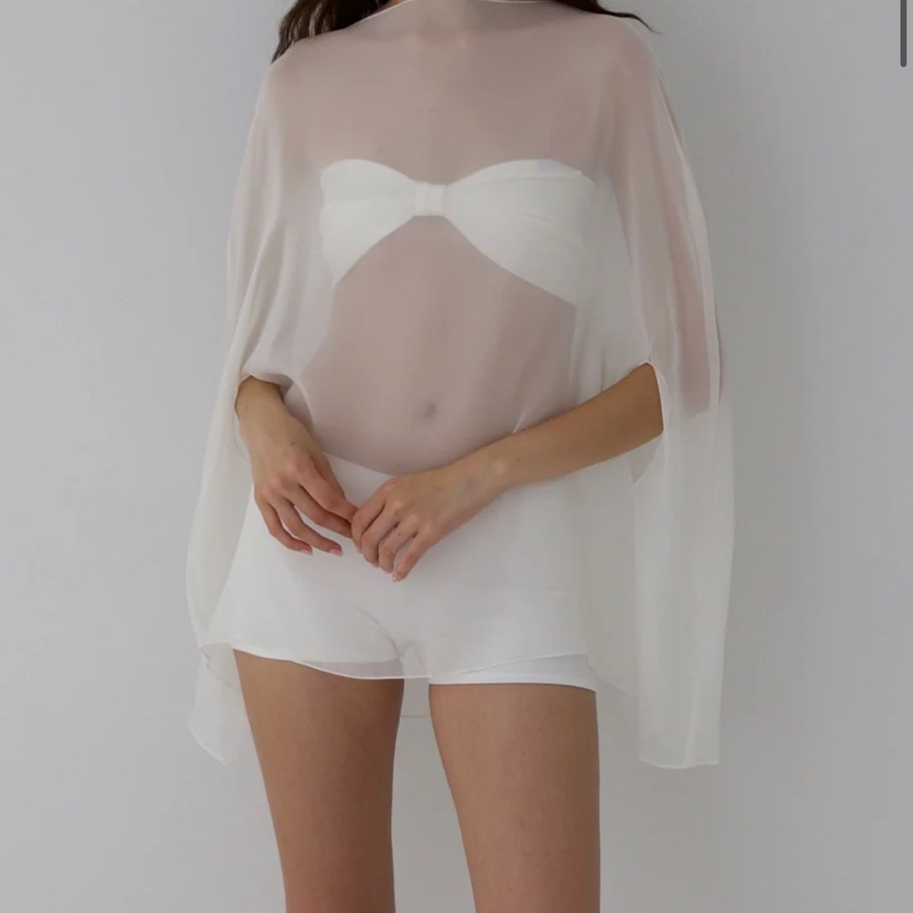 BUCI Sheer poncho set in ivory (IBIS poncho set)